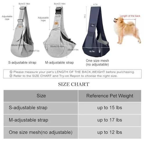Cuby Dog and Cat Sling Carrier | Reversible Soft Pouch for Small Pets, Adjustable, Grey thumbnail 7