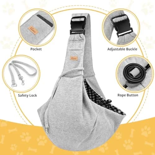 Cuby Dog and Cat Sling Carrier | Reversible Soft Pouch for Small Pets, Adjustable, Grey thumbnail 9