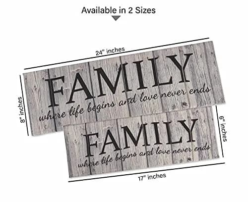 Inkdotpot Stretched Canvas Quotes Wall Art Decor, Family Love Never Ends, 8 x 24 Rustic Wall Sign, Farmhouse Decor thumbnail 8