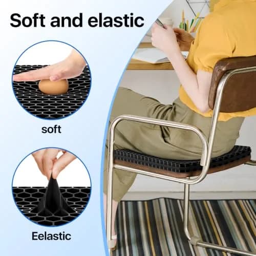 OMCOZY Gel Seat Cushion Large 46cm x 44cm x 3.8cm | Cooling Honeycomb Design for Office Chair, Car, Wheelchair thumbnail 4