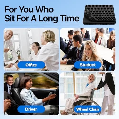 OMCOZY Gel Seat Cushion Large 46cm x 44cm x 3.8cm | Cooling Honeycomb Design for Office Chair, Car, Wheelchair thumbnail 7