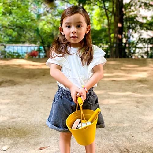 BLUE GINKGO Silicone Beach Toys, 7-Piece Set, Yellow | Soft, Travel-Friendly Sand Play thumbnail 2