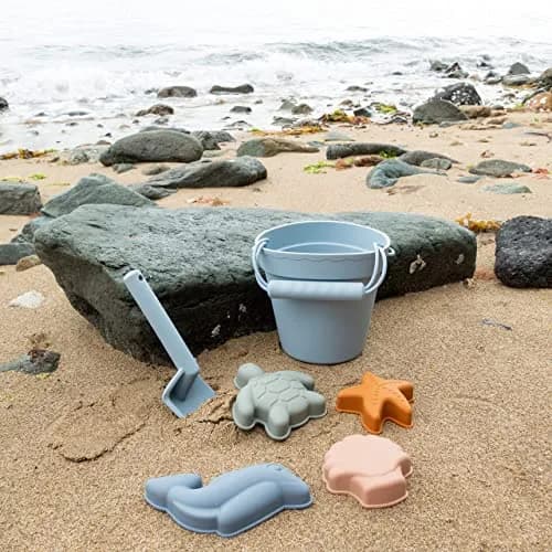 BLUE GINKGO Silicone Beach Toys, 7-Piece Set | Soft, Travel-Ready Sand Play for Kids thumbnail 9