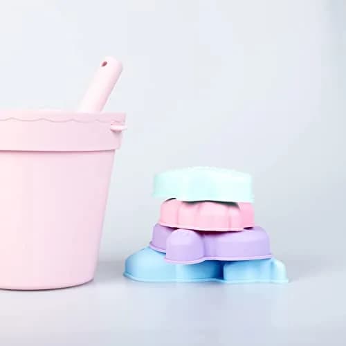 BLUE GINKGO Silicone Beach Toys, 7-Piece Set, Pink | Travel-Friendly, Soft Silicone Sand Play thumbnail 8