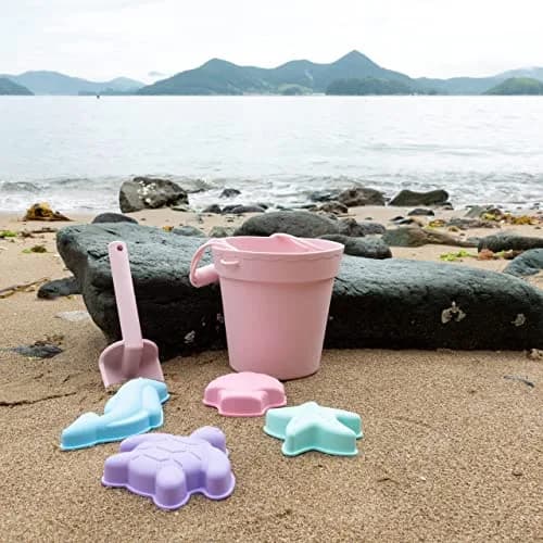 BLUE GINKGO Silicone Beach Toys, 7-Piece Set, Pink | Travel-Friendly, Soft Silicone Sand Play thumbnail 9