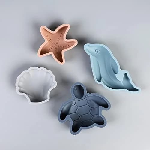 BLUE GINKGO Silicone Beach Toys, 7-Piece Sand Toy Set, Green | Soft, Flexible & Travel Ready for Kids thumbnail 5