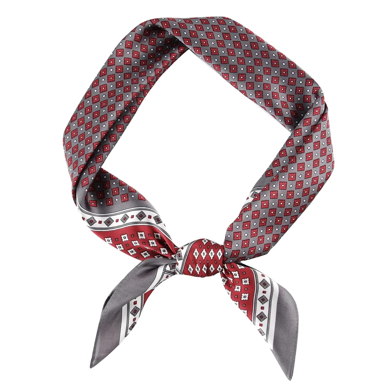 GERINLY Men's Parisian Style Ascot Scarf 68cm (27 Inch) Paisley | Classic Polyester Silk-Feel — Gray