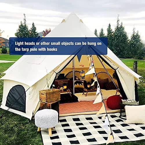 KOMCLUB Telescoping Tent Poles Set of 2 | Heavy Duty Stainless Steel Adjustable Poles for Tarps & Tents thumbnail 6