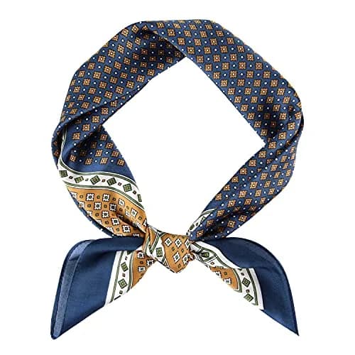 GERINLY Silk Neckerchief Men Neck Scarf Cravat Blue Ascot Ties Bandana 70cm (27.5 inches) | Classic Plaid Design for Suave Style thumbnail 1