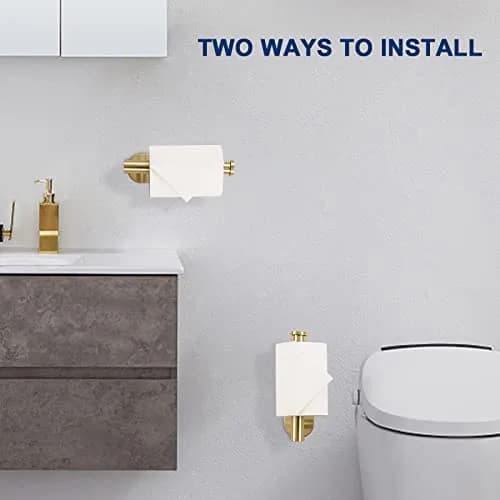 NearMoon Self Adhesive Toilet Paper Holder Brushed Gold | Rustproof SUS304 Stainless Steel No Drilling thumbnail 5