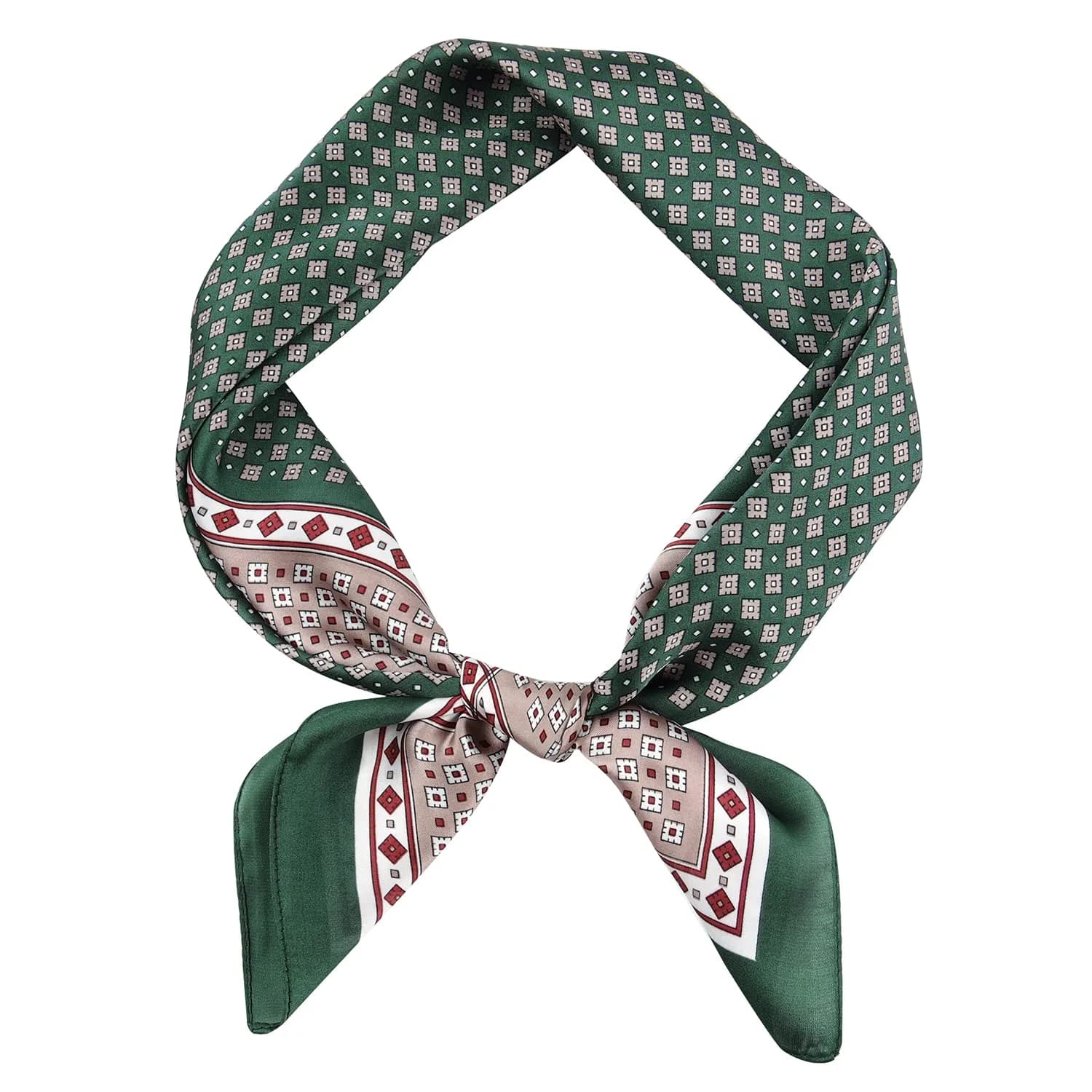 GERINLY Plaid Satin Neckerchief 70cm (27.5 inches) | Urban Style Hair Scarf for Travel