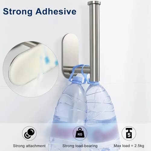 NearMoon Self Adhesive Toilet Paper Holder SUS304 Stainless Steel | Rustproof Brushed Nickel (1 Pack) thumbnail 5
