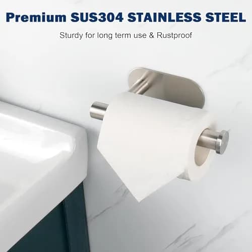 NearMoon Self Adhesive Toilet Paper Holder SUS304 Stainless Steel | Rustproof Brushed Nickel (1 Pack) thumbnail 2