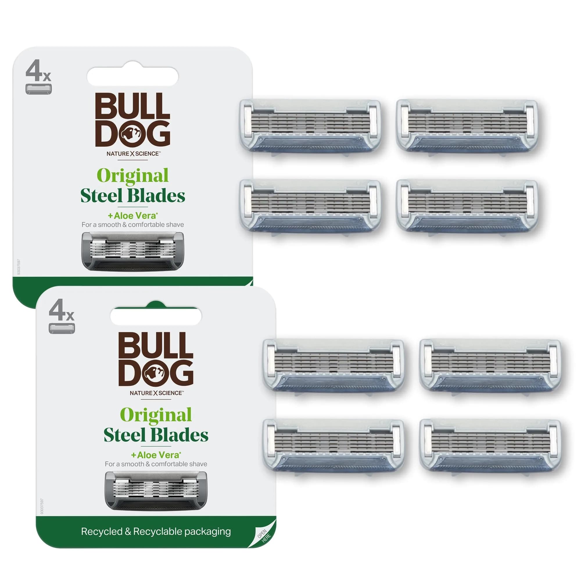Bulldog Mens Skincare and Grooming Razor Blades Refill 8 Count | 5 Steel Blades for Close Shave - main product image