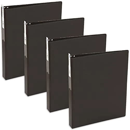 Avery Standard 3 Ring Binder, 1" Round Rings, 4 Black Binders | 175 Sheet Capacity, Tear-Resistant Cover thumbnail 1