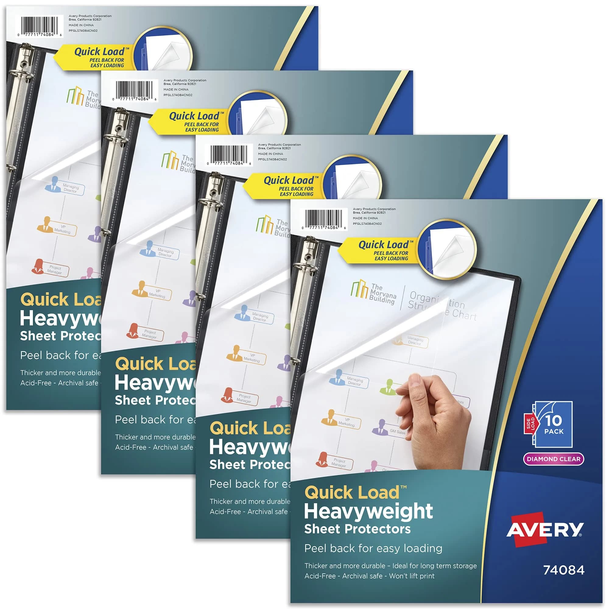 Avery Diamond Clear Quick Load Sheet Protectors 8.5" x 11" (10-Pack) | Top & Side Load for Easy Access — 4-Pack