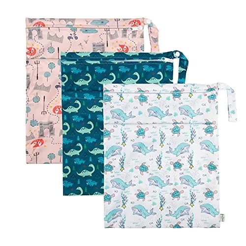 babygoal Wet Dry Bags 3 Pack | Waterproof Cloth Diaper Travel Bags with Two Zippered Pockets thumbnail 4