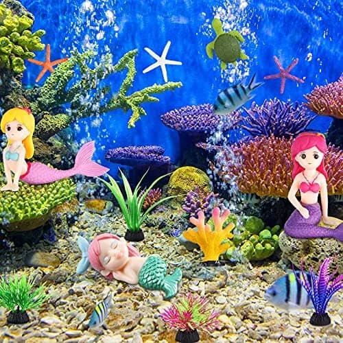 Jetec 13 Pcs Mermaid Fish Tank Decor Set | Aquarium Ornaments for Fish & Aquascaping thumbnail 4