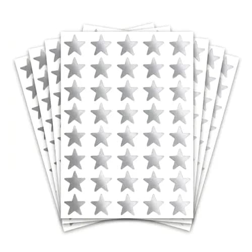 TownStix Silver Foil Star Metallic Stickers 1000 Pack | Permanent Adhesive for Crafts thumbnail 1