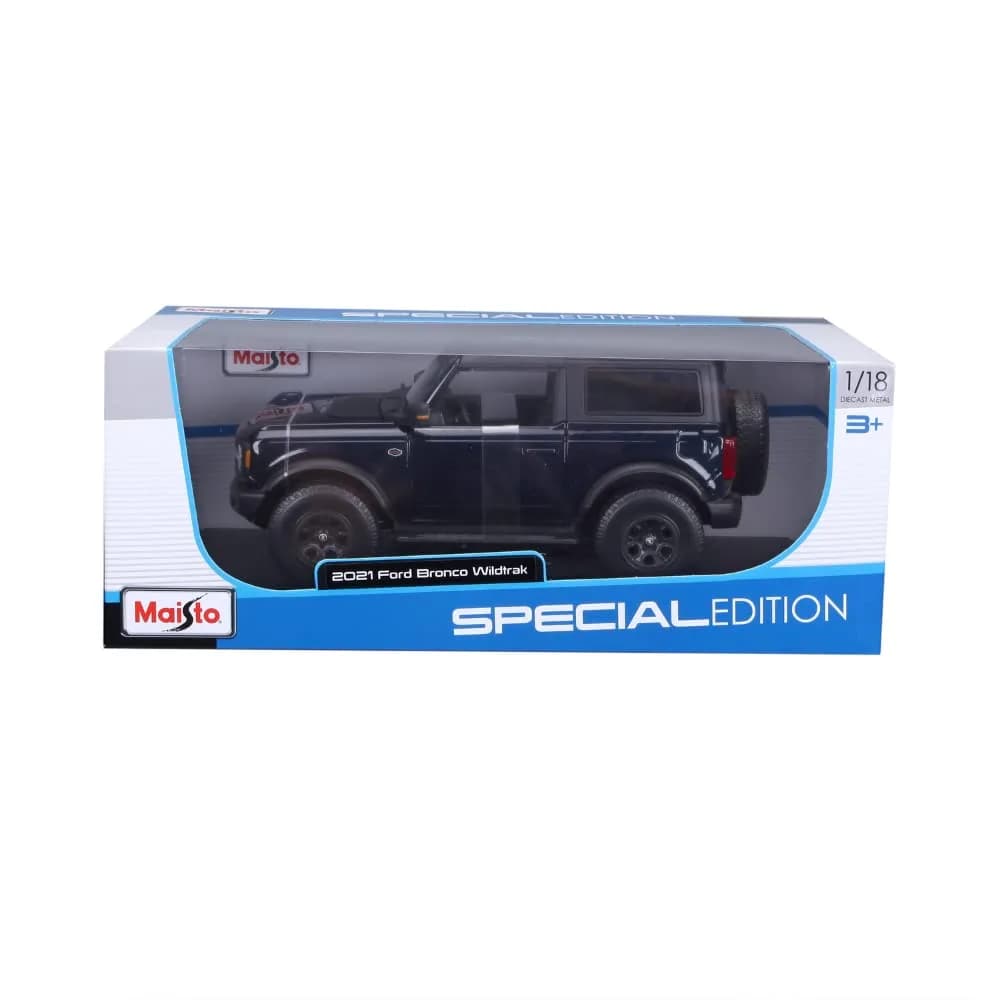 Maisto 1:18 Scale Diecast Model Car Kit Ford Bronco Wildtrak, Black/White | High Detail Collector's Piece - main product image