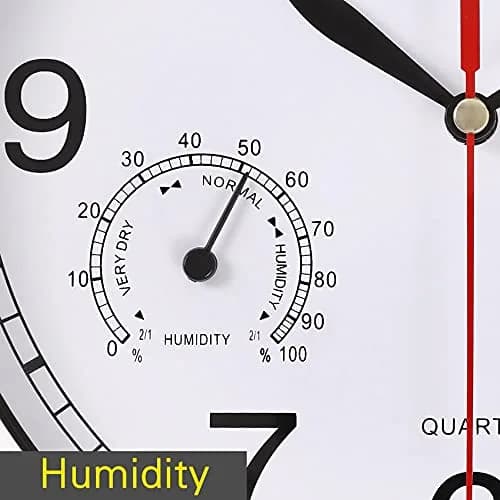 Vigorwise 8 Inch White Wall Clock Silent Wall Clocks with Temperature | Modern Home Decor with Thermo-Hygrometer thumbnail 6
