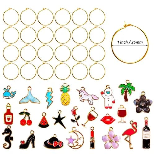 Macepason 24 Pieces Glass Charms & Markers | Assorted Designs for Parties & Holidays thumbnail 2