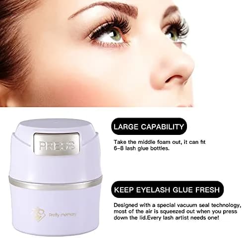 Pretty memory Eyelash Glue Holder for 8 Pcs - White with Gold | Keeps Glue Fresh & Dry thumbnail 6