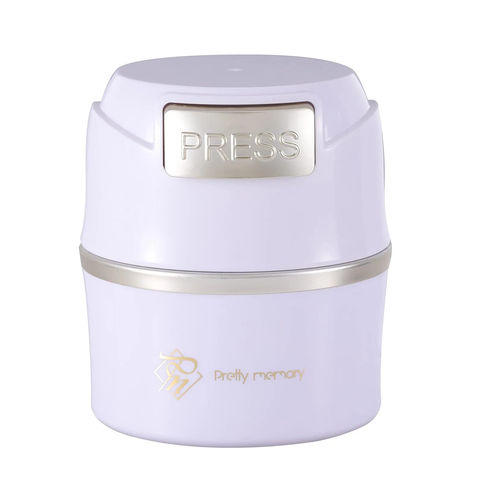 Pretty memory Lash Glue Holder for Eyelash Extensions | 3-8pcs Capacity, Airtight & Moisture-Proof Container — White with Gold