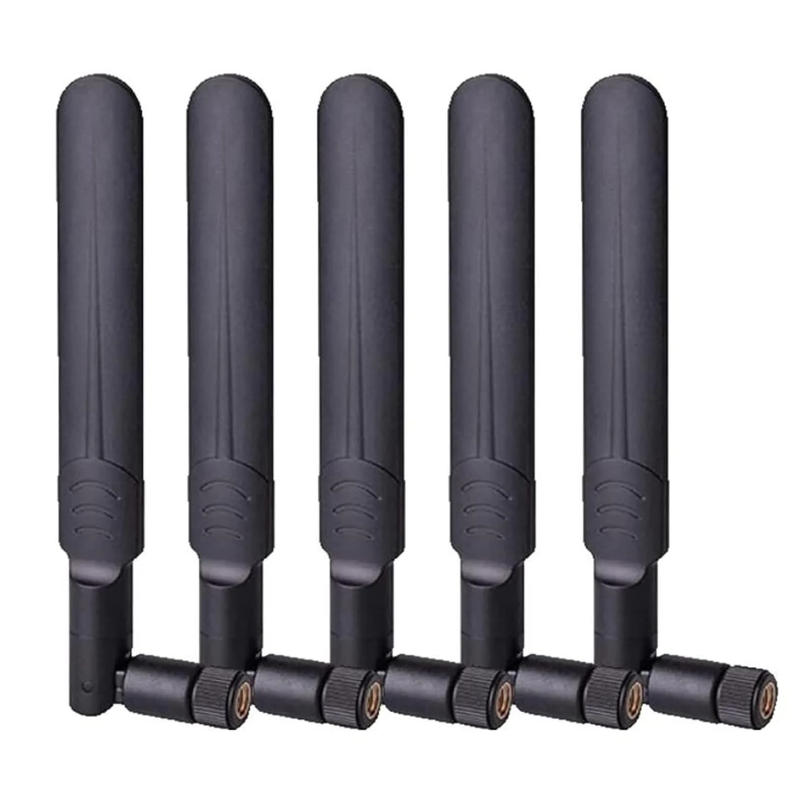 AEDIKO 6dBi Dual Band WiFi Antennas - 2.4GHz & 5GHz - RP-SMA Male - 5 Pcs | Boost Wireless Range for Routers & Cameras — black