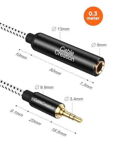 CableCreation 1/4 inch to 3.5mm Audio Adapter Cable 0.3m (1ft) | TRS Stereo Connector for Amplifiers, Guitars, Headphones thumbnail 6