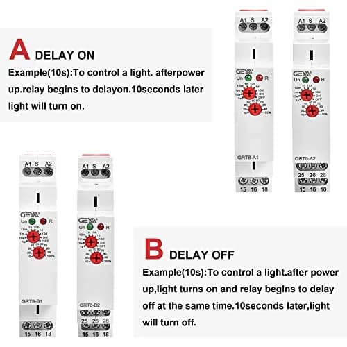GEYA GRT8-A2 Single Function Time Delay Relay AC/DC12-240V | 16A Adjustable Power ON Timer with DIN Rail Mount thumbnail 3