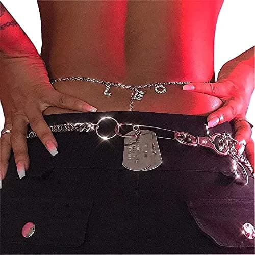 Guroenky Women Rhinestone G-Thong Panty Waist Chain | Sexy LEO Letter Body Chain thumbnail 6