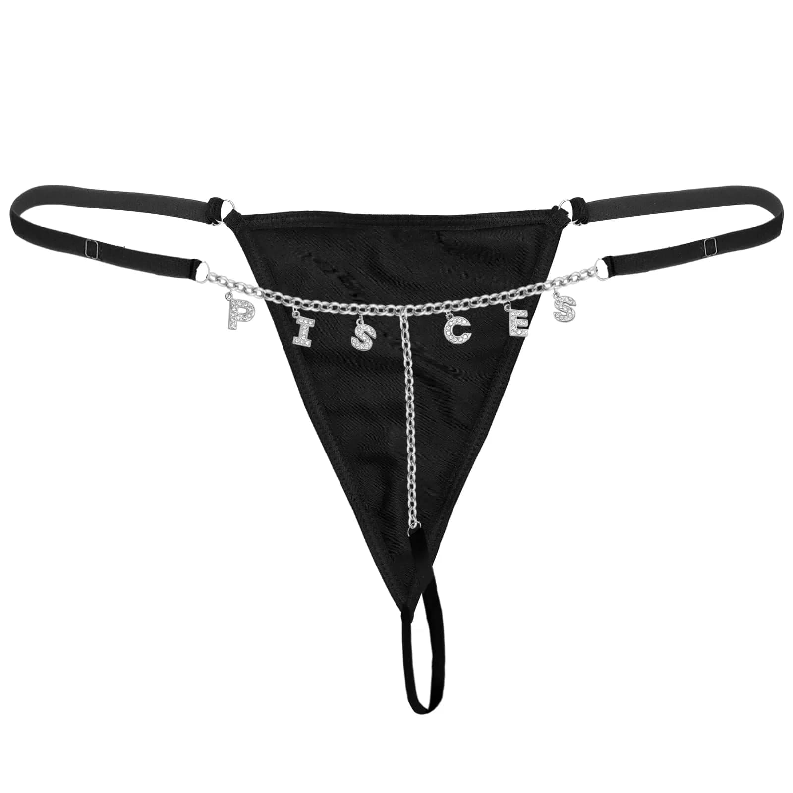 Guroenky Women Rhinestone G-Thong Panty Waist Chain | Sexy LEO Letter Body Chain — Pisces