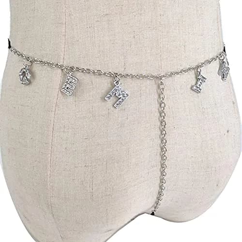 Guroenky Women Rhinestone 12 Constellation G-Thong | Gemini Zodiac Body Chain with Waist Chain (100 characters) thumbnail 8