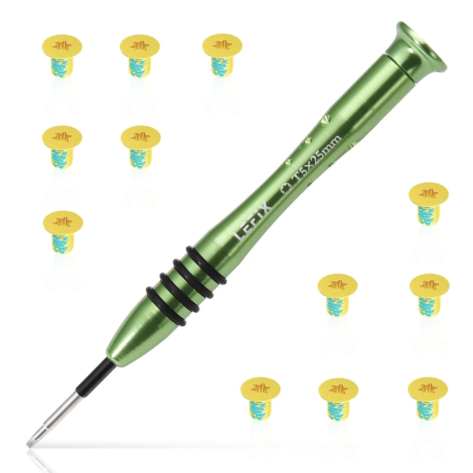 LeFix Gold M2x3 Torx T5 Screws (12-Pack) with T5 Screwdriver | Steel 410 Screws for Dell XPS, Razer Blade, HP Envy