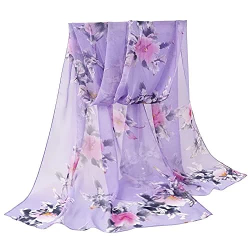 E-Clover Sheer Floral Scarf for Women 160cm x 50cm | Lightweight Chiffon Accessory thumbnail 6