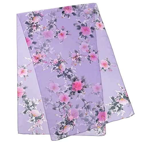 E-Clover Sheer Floral Scarf for Women 160cm x 50cm | Lightweight Chiffon Accessory thumbnail 7
