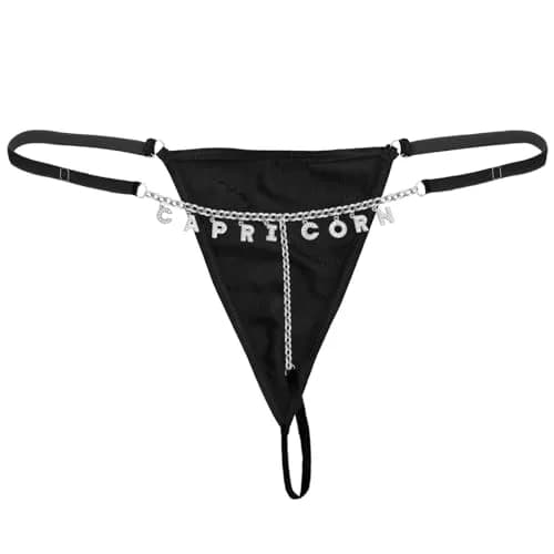 Guroenky Women Rhinestone 12 Constellation Pendant G-Thong Sexy CAPRICORN Size 26"-39" | Adjustable Waist thumbnail 1