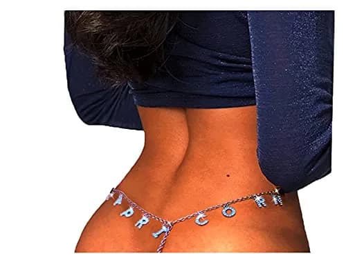 Guroenky Women Rhinestone 12 Constellation Pendant G-Thong Sexy CAPRICORN Size 26"-39" | Adjustable Waist thumbnail 3