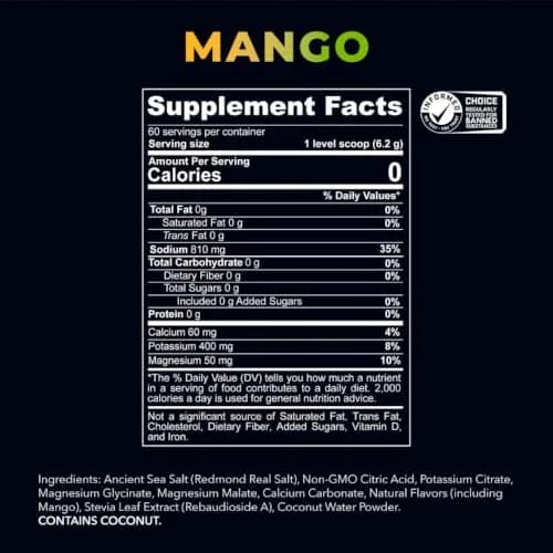 REDMOND Re-Lyte Sugar Free Electrolyte Powder Drink Mix Mango 13.19oz (374g) | Hydration Support thumbnail 6