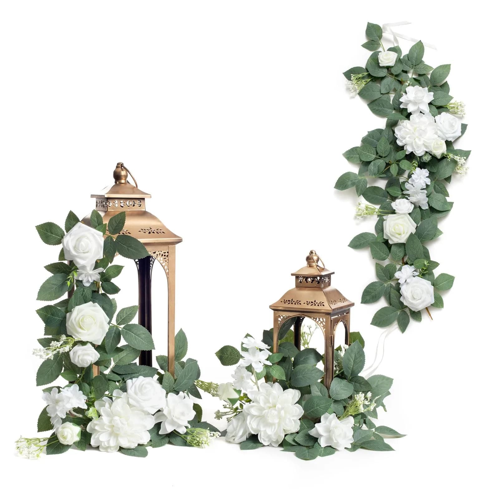 Ling's moment 6-Pack 2 ft Artificial Flower Garlands, Dutch Blue & White | Elegant Wedding Decor — Wht-white