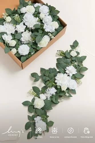 Ling's moment 6-Pack 2 ft Artificial Flower Garlands, Ivory & White | Wedding & Decor thumbnail 5