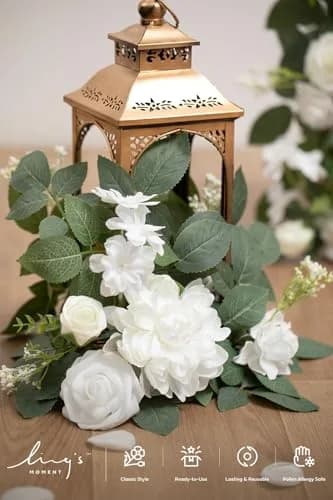 Ling's moment 6-Pack 2 ft Artificial Flower Garlands, Ivory & White | Wedding & Decor thumbnail 3