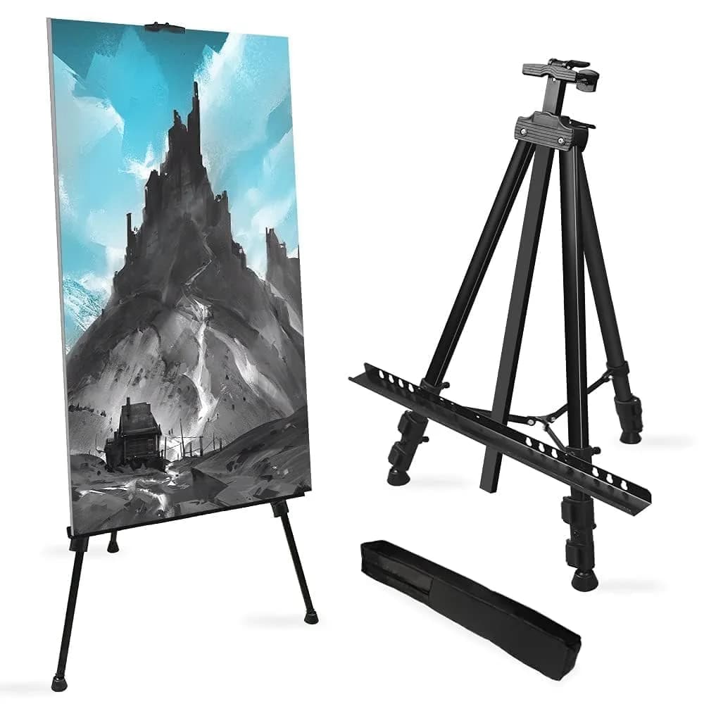 RRFTOK Adjustable Metal Tripod Art Easel Stand 17-66 in (43-168 cm) with Bag | Holds up to 4.5 kg Canvas — 72BL