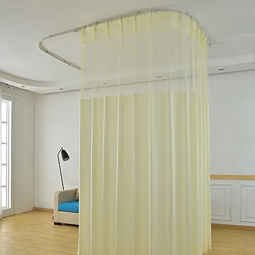 TTZ Hospital Curtain with Flat Hooks 96"W x 84"L Beige | Flame Retardant Medical Privacy Screen thumbnail 1
