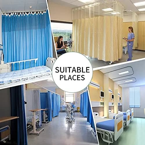 TTZ Hospital Curtain with Flat Hooks 156"W x 108"L | Flame Retardant Privacy Screen thumbnail 4