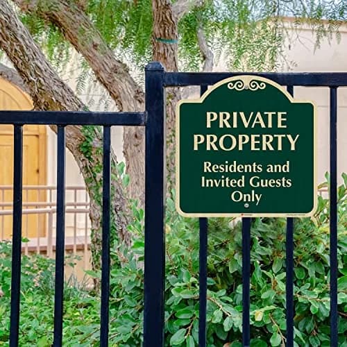 SmartSign 18" x 18" Residents and Invited Guests Designer Sign, Green/Ivory | Reflective Aluminum Sign for Safety & Privacy thumbnail 3