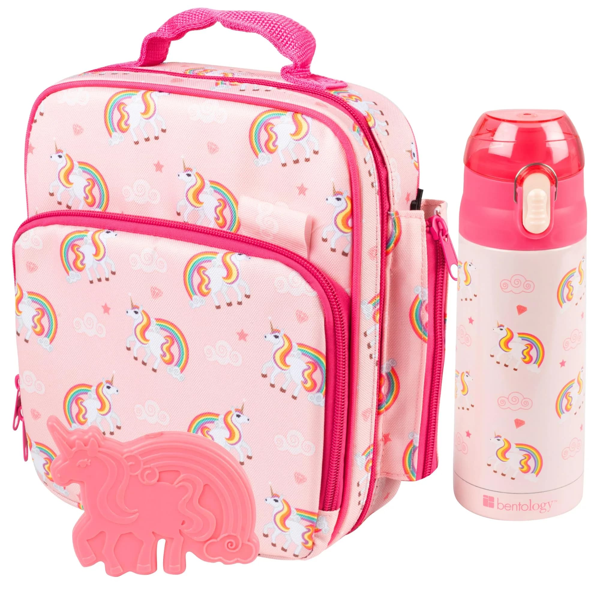 Bentology Kids Insulated Lunch Bag Set with Water Bottle and Hard Ice Pack - Dinosaur Theme, 10 x 8 x 3.5 inches — Unicorn