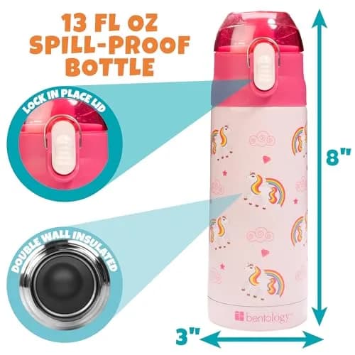 Bentology Unicorn Insulated Lunch Bag Set with Water Bottle & Ice Pack | Kids School Tote 25cm (10 in) thumbnail 3