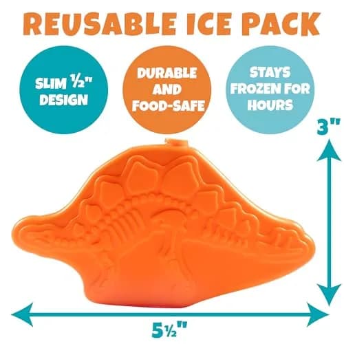 Bentology Kids Insulated Lunch Bag Set with Water Bottle and Hard Ice Pack - Dinosaur Theme, 10 x 8 x 3.5 inches thumbnail 4